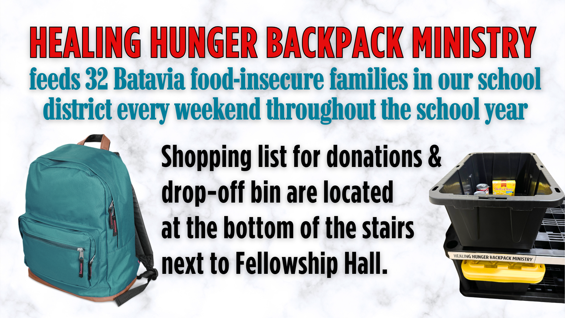 Healing Hunger Backpack Ministry - Batavia United Methodist Church